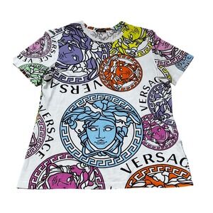 Versace Amplified Medusa Print T Shirt Multi Color Made‎ in Italy Size 38 US 8